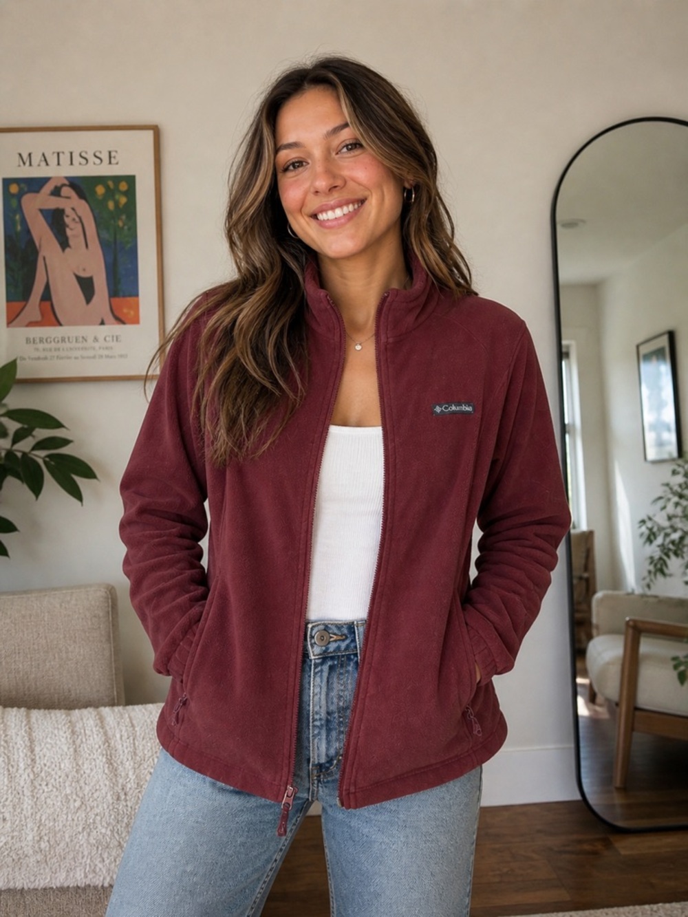 Columbia purple  Fleece Zip Jacket | Spring Layer | Gorpcore Outdoor Essential